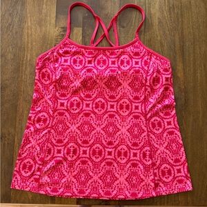 Athleta Pink Harmonious Ombre crossed back‎ strappy tank top women XL